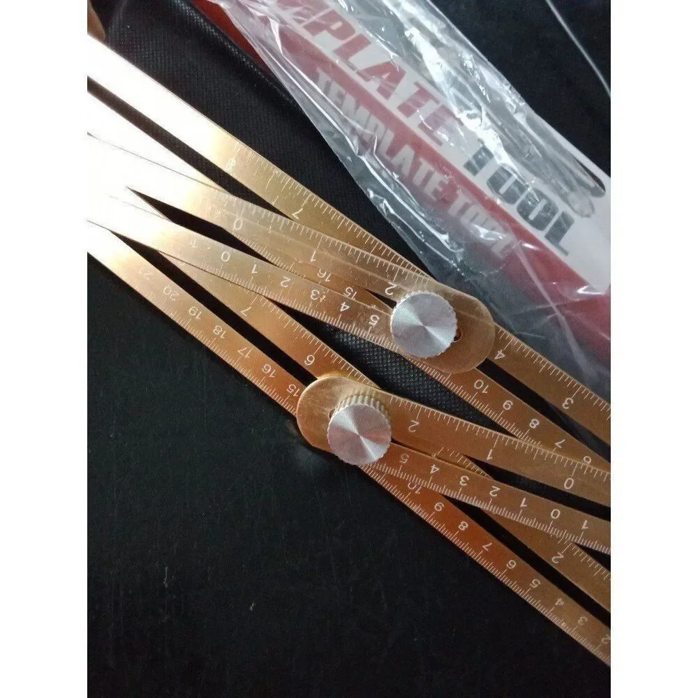 Template Tool Multi Angle Measuring Ruler Gold Colored Metal New